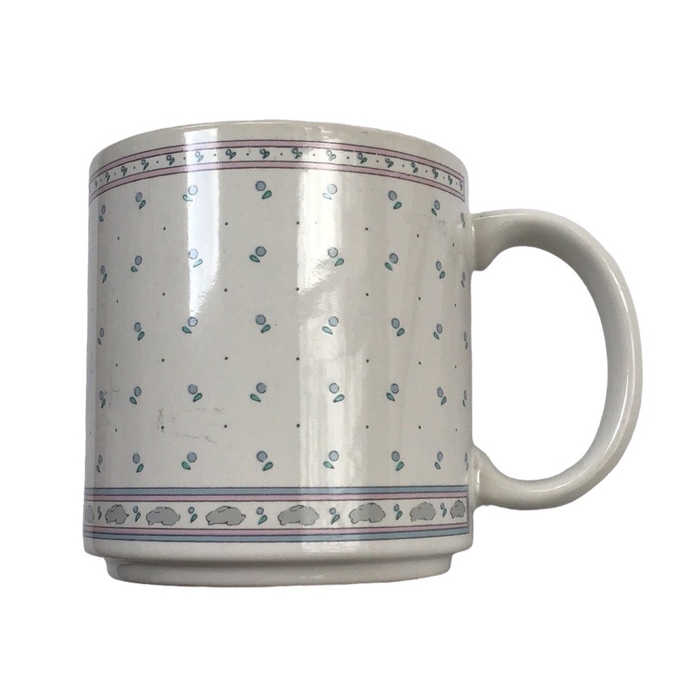 Michel & Company Made In Japan Cottage Core Country Bunny & Tulips Large Mug
